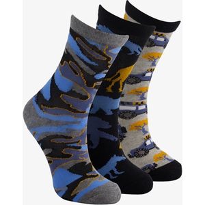 3 paar middellange kinder sokken blauw/grijs - Maat 35