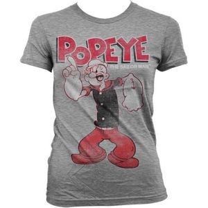 Popeye Dames Tshirt -2XL- Distressed Sailor Man Grijs