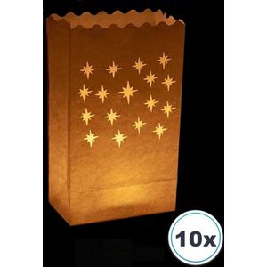 10 x Candle Bag Kleine Kerst Sterren, papieren lichtzak, candlebag, sfeerlicht, candlebags,  theelicht, Volanterna®