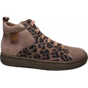 Naturino rits veter bling bling lederen hoge sneakers Alder roze leopard  mt 24