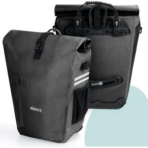 100% Waterdicht Enkele Fietstas Zwart - Fietstassen voor Elektrische fietsen - Afneembaar - Luxe Roll-top sluiting - 28L