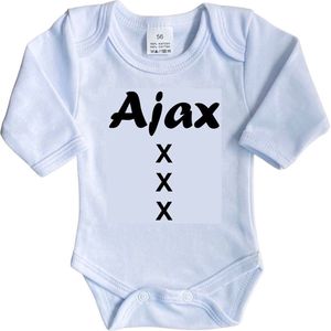 La Petite Couronne Romper Lange Mouw ""Ajax XXX"" Unisex Katoen Wit/zwart Maat 56