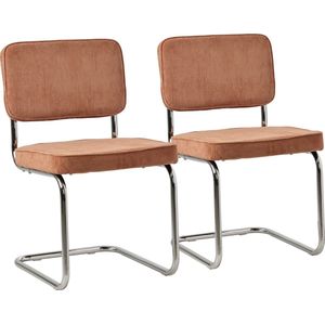 Set van 2 MARIA terracotta corduroy sledestoelen