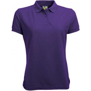 Lemon & Soda Dames basic poloshirt - paars - korte mouw - getailleerd - katoen 40