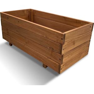 IvoQ Houten Plantenbak – 80 x 40 x 32 cm – FSC Hout – Voor Groenten, Bloemen & Kruiden – Met Drainage en Vlieszak – Voor Tuin & Balkon