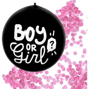 Gender reveal ballon Meisje - Blauw / Zwart / Wit - Latex - ⌀ 60 cm - Gender Reveal party - Ballon - Meisjes