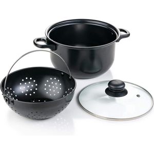 World's Greatest Pot 3-delige kookpannenset met zeefinzet 20 cm – pan draaien, water afgieten en gerechten blijven in de zeef – Pasta pan voor inductie, keramische elektrische