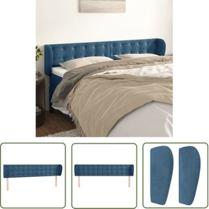 The Living Store Hoofdbord met randen 183x23x78/88 cm fluweel donkerblauw - Hoofd Bord - Hoofdkussen - Velvet - Blauw - Tweepersoonsbed