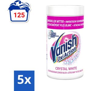Vanish Oxi Action - Kristalwit - Vlekkenverwijderaar Poeder - Zonder Bleek - Witte Was - 600 Gram - Bulkverpakking - 5 stuks