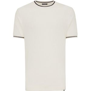 TRESANTI | CESARE I Piqué gebreid T-shirt met contrast kraag | Ivoor wit | Size XL