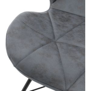 ML-Design set van 6 eetkamerstoelen met rugleuning, antraciet, keukenstoel met kunstleren bekleding, gestoffeerde stoel met metalen poten, ergonomische eettafelstoel, woonkamerstoel keukenstoelen