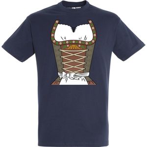 T-shirt Dirndl | Oktoberfest dames heren | Tiroler outfit | Carnavalskleding dames heren | Navy | maat M