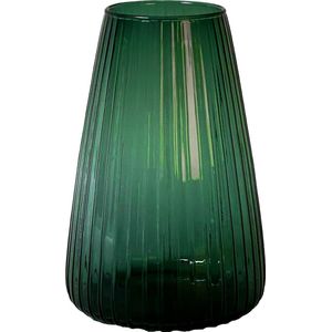 XLBoom Dim Stripe Large Vaas - Glas - Voor Binnen - Groen - 19,5×19,5×30cm