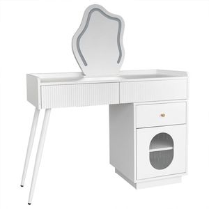 Make-up tafel opbergmeubel met LED en verlichting toilet tafel bijzettafel wit