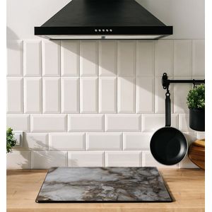 Inductiebeschermer - Marmer Steen Grijs - 60x52 cm - Inductiebeschermer - Inductie Afdekplaat Kookplaat - Inductie Mat - Anti-Slip - Keuken Decoratie - Keuken Accessoires