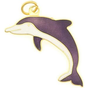 Behave Hanger dolfijn paars wit emaille 4,5 cm