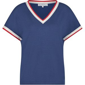 Red Button Jerry v-neck blue