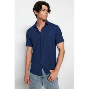 Trendyol Wit Regular Fit Korte Mouw Zomer Getextureerd Crêpe Breisel Shirt Tmnss23Go00055