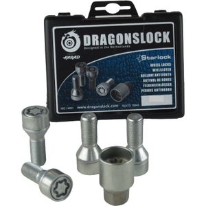 Velgenslot - Wielslot geschikt voor de Volvo S80 - Merk Dragonslock - Verzinkt - Kleur Grijs
