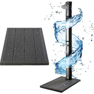 AREBOS Tuindouche met Bodemplaat - Solar Douche met thermometer - Buitendouche Zonneenergie 35L - Tuindouche Buitendouche