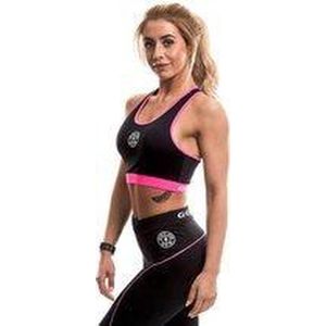 Gold's Gym Ladies Sports Crop Top - Black/Hot Pink - M