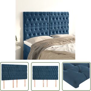 The Living Store Hoofdborden 4 st 80x7x78/88 cm fluweel donkerblauw - Hoofd Bord - Hoofdborden - Velvet - Blauw - Tweepersoonsbed