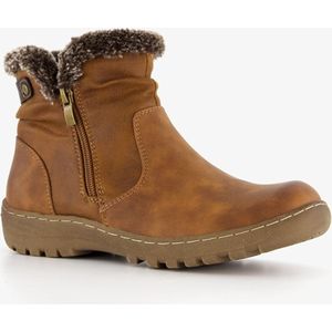 Blue Box lage gevoerde dames boots cognac - Maat 38 - Uitneembare zool