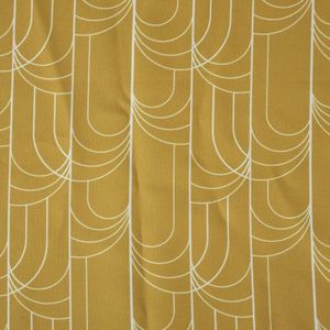 Tafelkleed van polyester rechthoekig 240 x 140 cm - oker geel met print  - Eettafel tafellakens