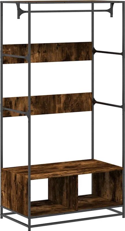 vidaXL - Kledingkastx50x180 - cm - bewerkt - hout - gerookt - eikenkleurig