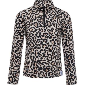 Emski - Dames ski pully - panter print - pullover met kwart rits, lange mouwen - wintersport kleding