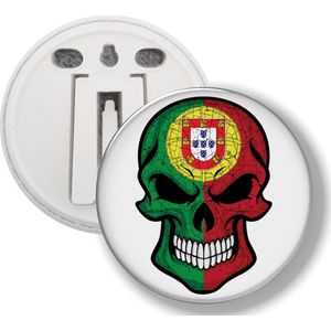 Button Met Clip - Schedel Vlag Portugal