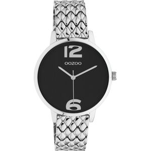 OOZOO Timpieces - zilverkleurige horloge met zilverkleurige roestvrijstalen armband - C11021