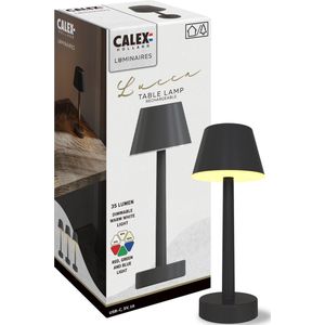 Calex Oplaadbare Tafellamp Lucca - Draadloos - Dimbaar - Warm Wit Licht & RGB - Waterdicht - Decoratie voor Tuin, Woonkamer, Slaapkamer - Sfeerverlichting – Zwart