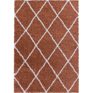 Pochon - Tapijt Alvor - Terracotta - 370x280x3 - Vloerkleed - Geometrisch - Hoogpolige Vloerkleed - Rechthoekige Tapijt - Rechthoekige Vloerkleed