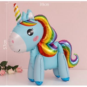 Unicorn Ballon Blauw - Unicorn Rainbow - Unicorn Regenboog Kleuren - Eenhoorn Ballon - Decoratie Verjaardag - 3D Ballon - Feest Versiering - Speelgoed Ballon – 1 Stuk