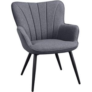 Eetkamerstoel van stof, retro design, stoel met rugleuning, stoel, metalen poten