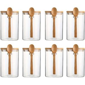 Dutchers.® Overnight Oats Potjes van Glas - * - 8 Stuks - Bamboe - Glazen Potjes met Deksel - Muesli Beker - Hygiënisch - Lunchpot - Yoghurtbeker - Beker To Go - Milieuvriendelijk - Glas & Bamboe - Sterk Sluitsysteem - Ontbijt & Lunch - Luchtdicht