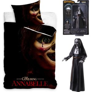 Dekbedovertrek Annabelle- Horror- Pop- Halloween- 1 persoons- katoen- griezelig dekbed- incl. Gave Deco pop Valak The Nun 18 cm