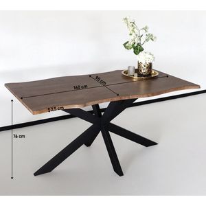 Eettafel langwerpig 160cm Jeffo bruin langwerpige tafel