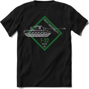 T-Shirtknaller T-Shirt|T-32 Leger tank|Heren / Dames Kleding shirt|Kleur zwart|Maat XXL