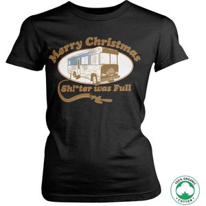 National Lampoon's Christmas Vacation Dames Tshirt -S- Shitter Was Full Organic Zwart