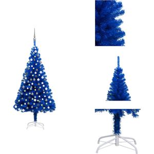 vidaXL Kunstkerstboom - Blauw - 180 cm - LED-verlichting - Incl - kerstballen - piek - USB-aansluiting - Decoratieve kerstboom