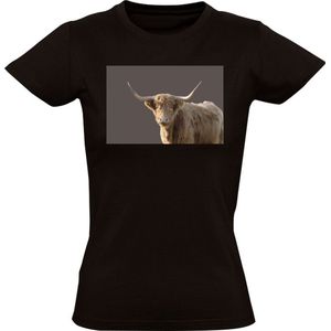 Hooglander T-shirt Dames | dier | natuur | buiten | hoorns | hooglander | zacht | koe |