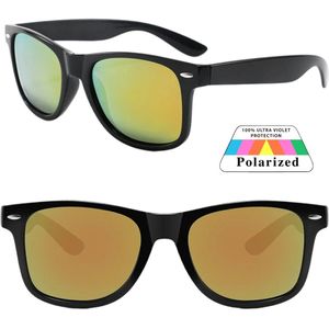 Fako Sunglasses® - Zonnebril Classic Polarised - Polariserend - Gepolariseerd - Polarized - Heren Zonnebril - Dames Zonnebril - Zwart - Rood Spiegel