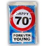 Happy Birthday kaart met button 70 jaar