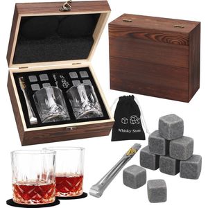 Premium Whiskyglas Set met Koelstenen en Onderzetters - Perfect Cadeau voor Whiskyliefhebbers