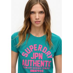 Superdry Puff Print Archive Fitted T-shirt Met Korte Mouwen Blauw S Vrouw