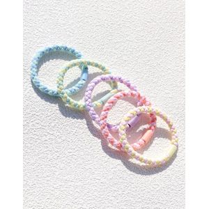 Haar Elastiekjes - Haarelastiekje Gevlochten - Elastiek en Armband - haarelastiekjes met kraal - haarelastiekjes te dragen als armband - sterk elastiek - 5 stuks