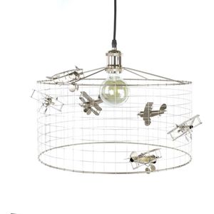 Lamp Vliegtuig-Hanglamp Kinderkamer met Vliegtuigen-lamp met vliegtuigjes-vliegtuiglamp-kinder hanglampen-lamp jongenskamer-lamp kinderkamer-lamp babykamer-Zilver-Ø40cm.