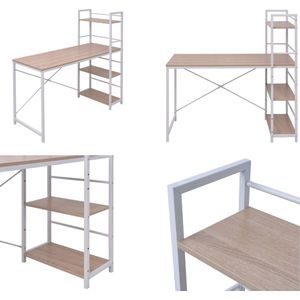vidaXL Bureau met boekenkast 4-laags eikenkleurig - Bureau - Bureaus - Schrijfbureau - Schrijfbureaus